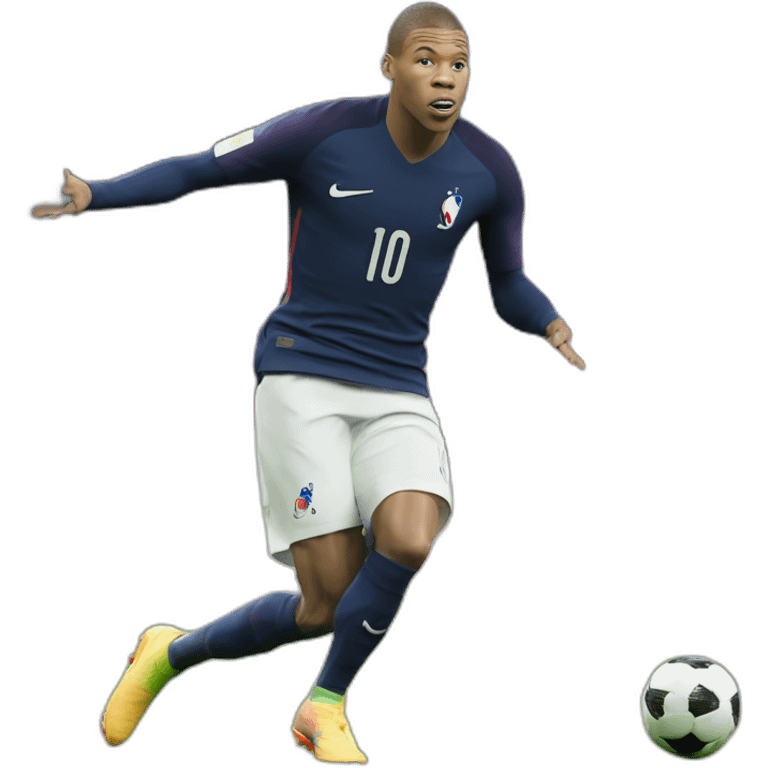 Kylian Mbappé jouant au foot avec l'équipe de France emoji