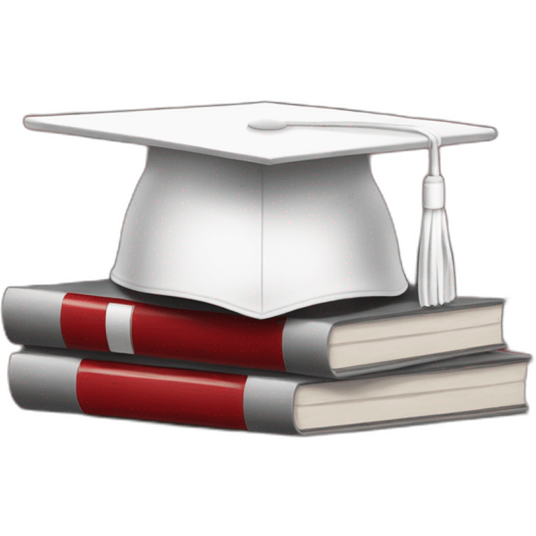 White Student cap with red medical cross On a stack of books emoji