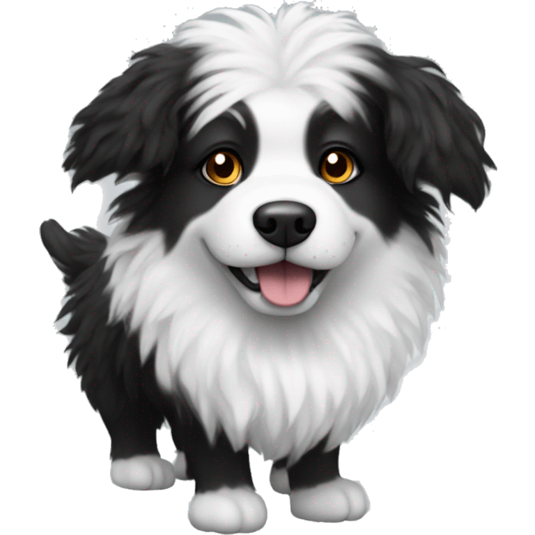 black and white moodle dog fluffy emoji