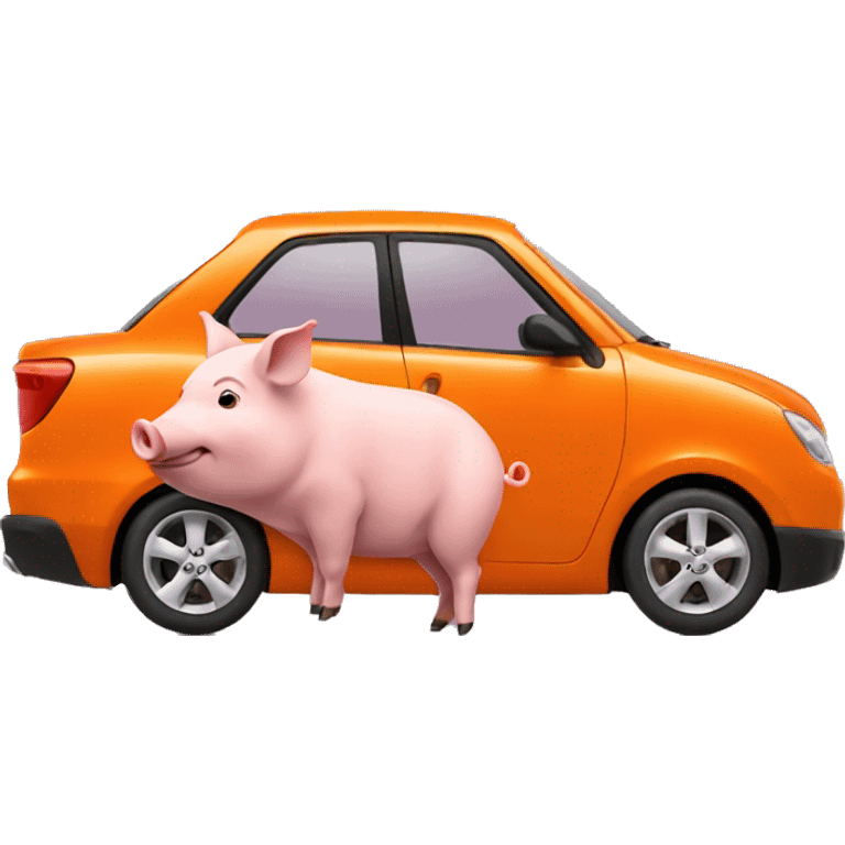 Pig driving orange car emoji