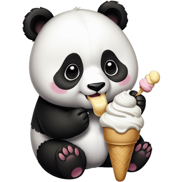 Panda eating ice cream emoji