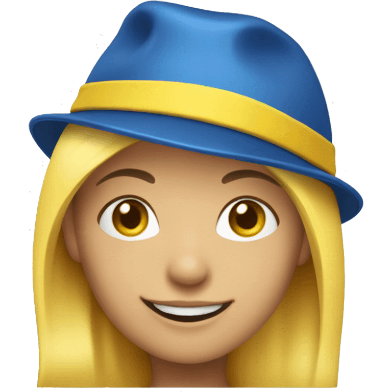 A girl with a blue hat with yellow hair shows a thumbs up emoji