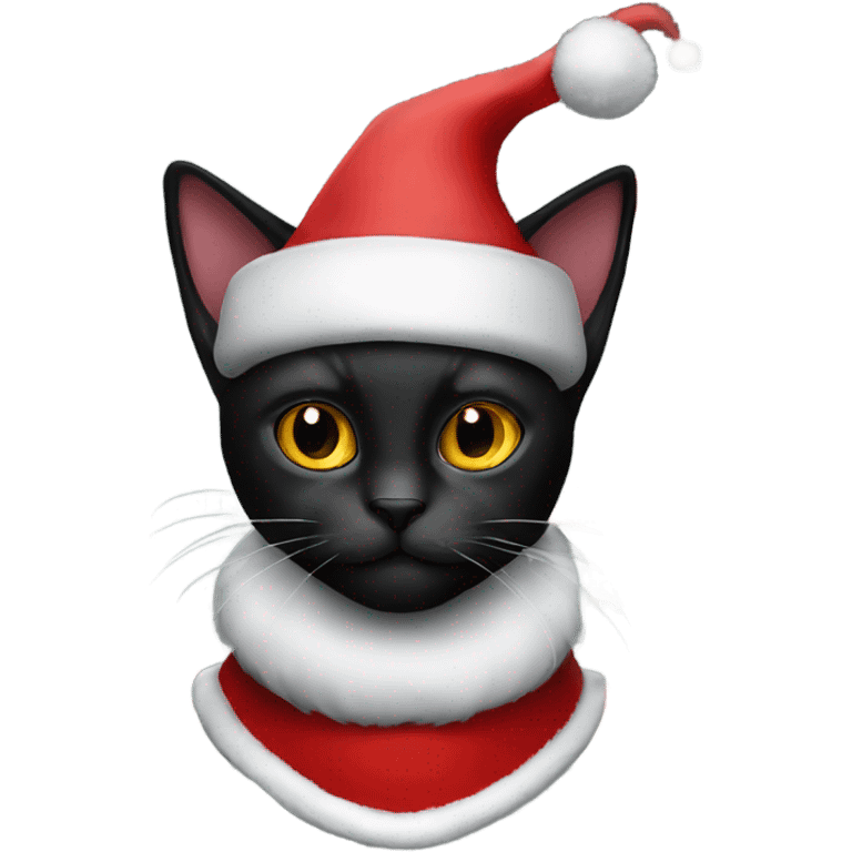 Black cat wearing a Santa hat  emoji