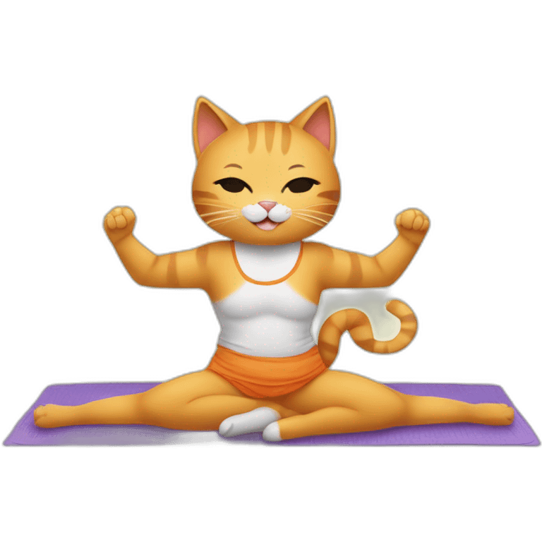 cat doing yoga on the mat emoji