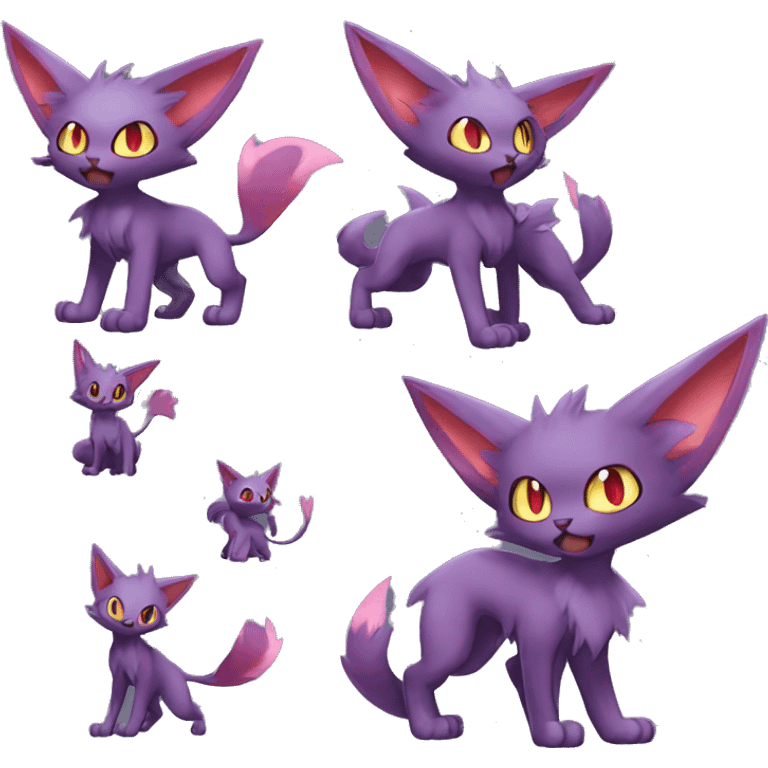 Shiny Dark Litten-Espeon-Zorua-Torracat-fusion-hybrid full body emoji