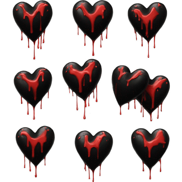 black heart with red paint drips emoji