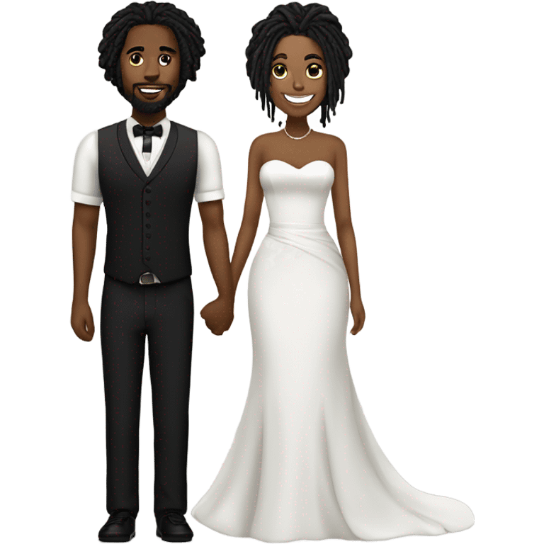 black couple with black dreadlocks plus size man , full body wedding emoji