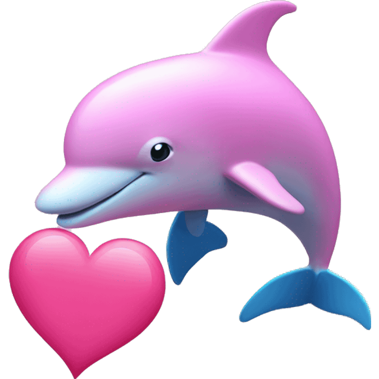 Pink dolphin holding a pink heart  emoji