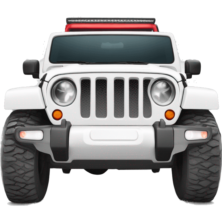 White Jeep Wrangler Rubicon with white roof and red rims  emoji