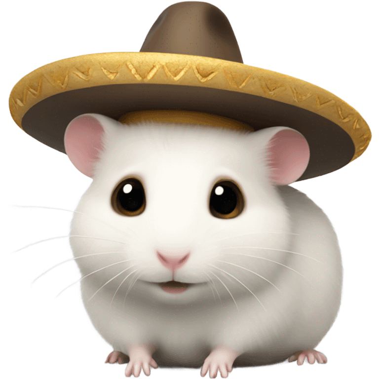 White hamster with sombrero  emoji