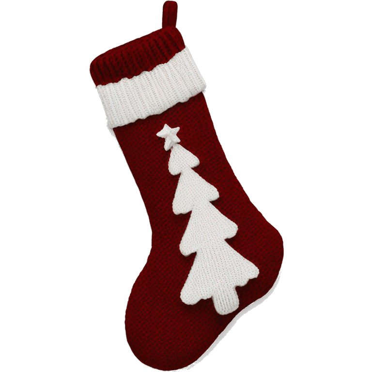 Wine red knit Christmas stocking emoji