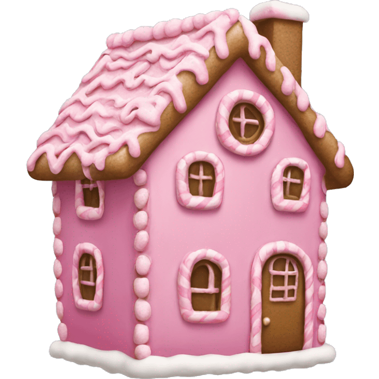 A pink gingerbread house emoji