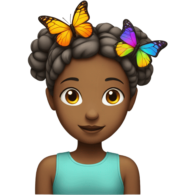 A girl with a butterfly on her head emoji