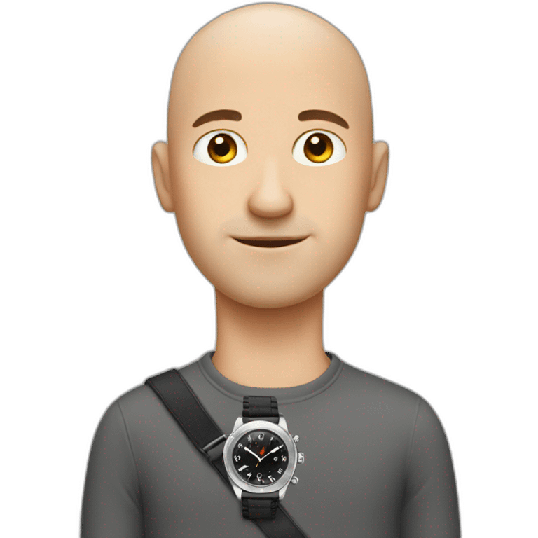 bald guy with watch emoji