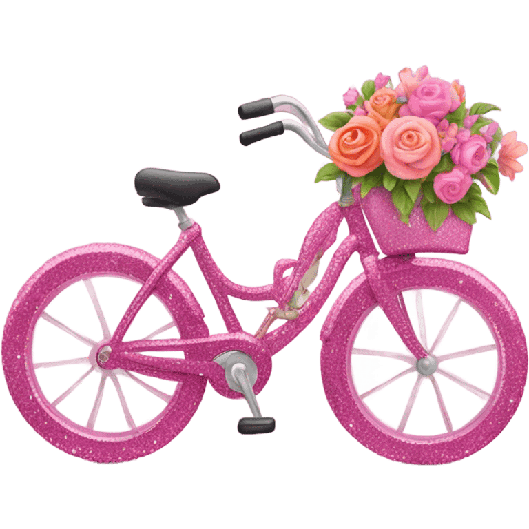 Pink glitter bike with flowers  emoji