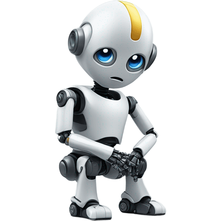 cute robot in the pose of a thinker emoji