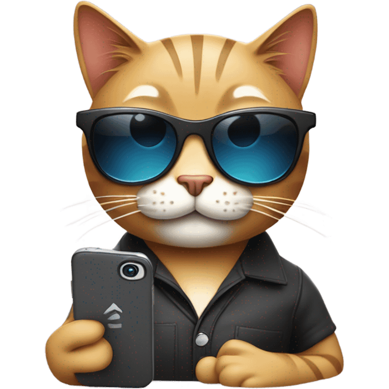 Cool cat on the phone  emoji