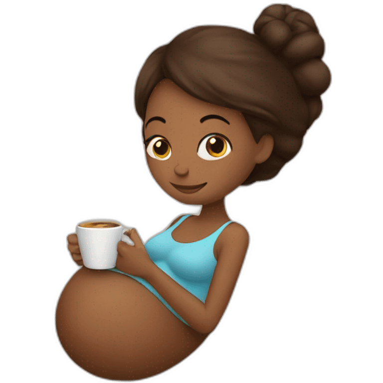 Pregnant woman with coffee emoji