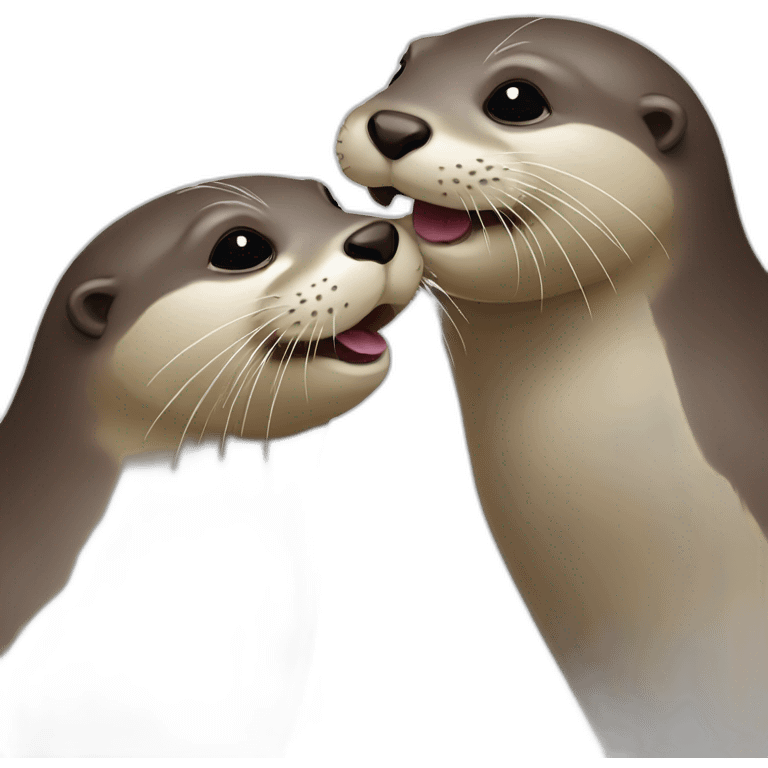 Two Very happy Otters kissing emoji