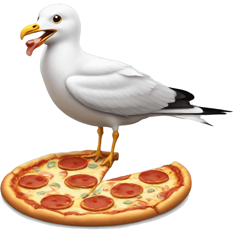 seagull eating pizza emoji