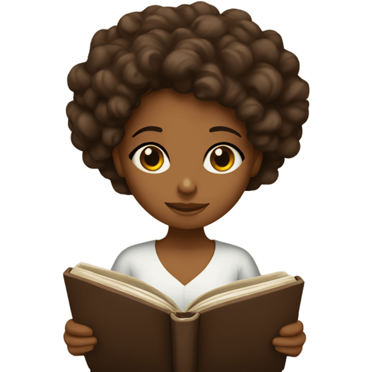 Brown girl with curly hair reading the Bible  emoji