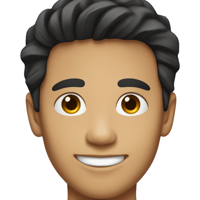 young man with slightly darker skin color (asian), black hair, smiling emoji