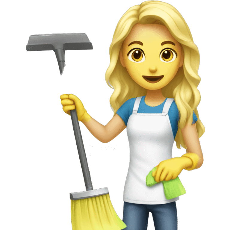 Blonde girl cleaning the house emoji