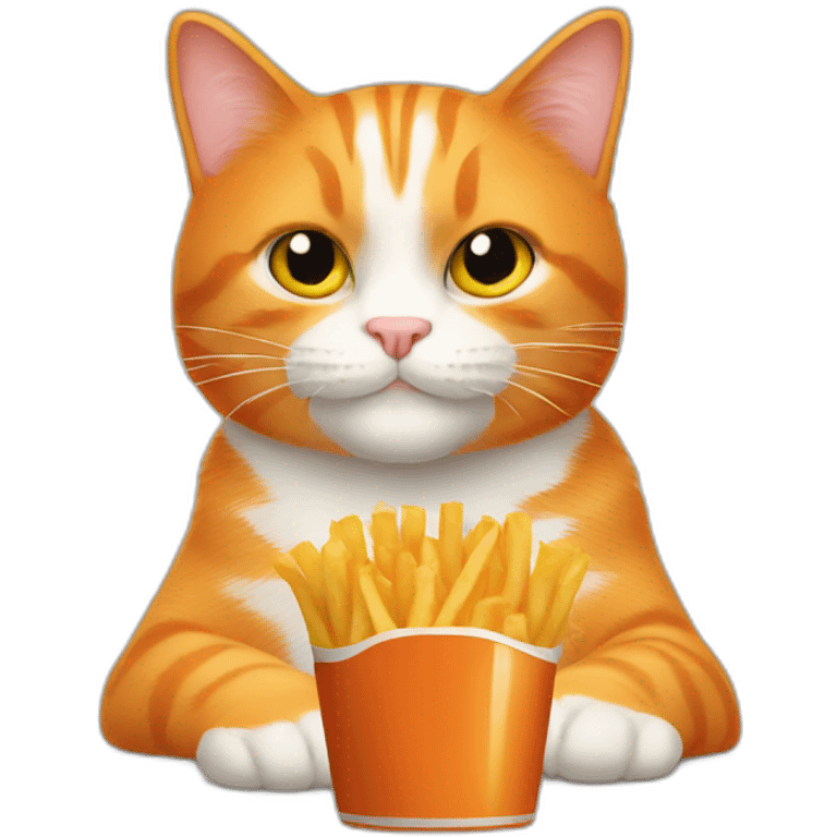 Orange Cat holding fries and beer emoji