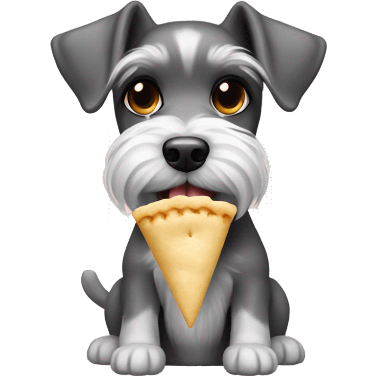 Miniature schnauzer eating a polish pierogi emoji