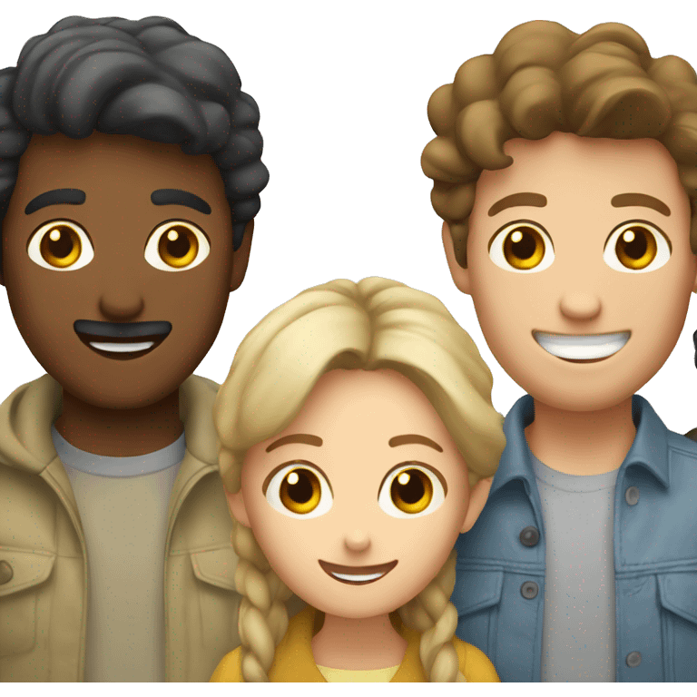 Four foreigners together happy emoji