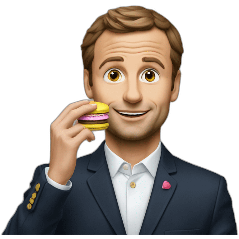 Macron qui mange un macaron emoji