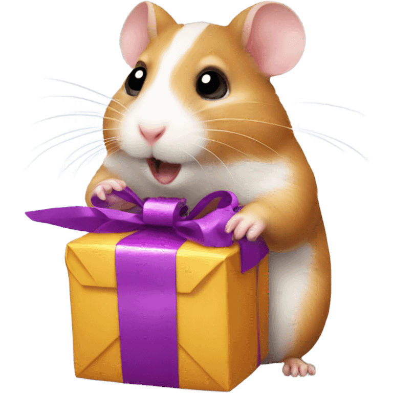 A hamster with a gift in its paws emoji