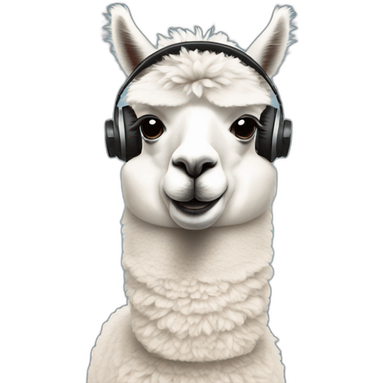 alpaca wearing headphones emoji