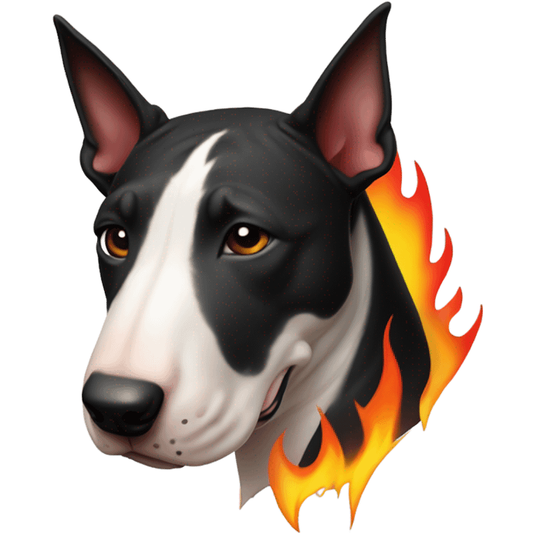 Bull terrier head black and fire emoji