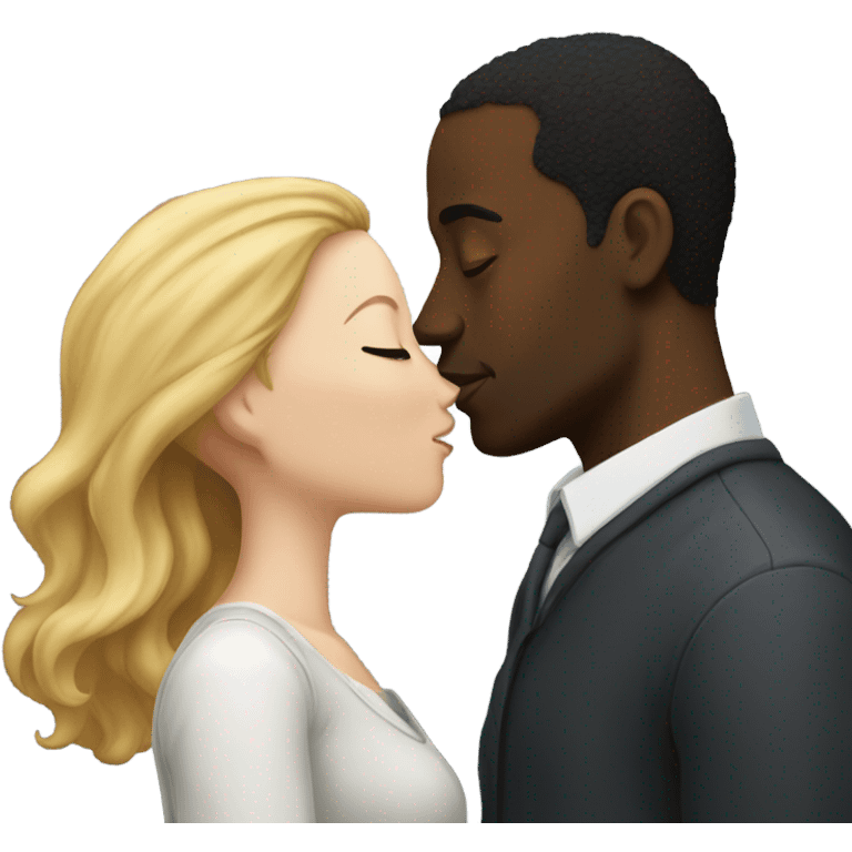 Black man kissing white woman  emoji