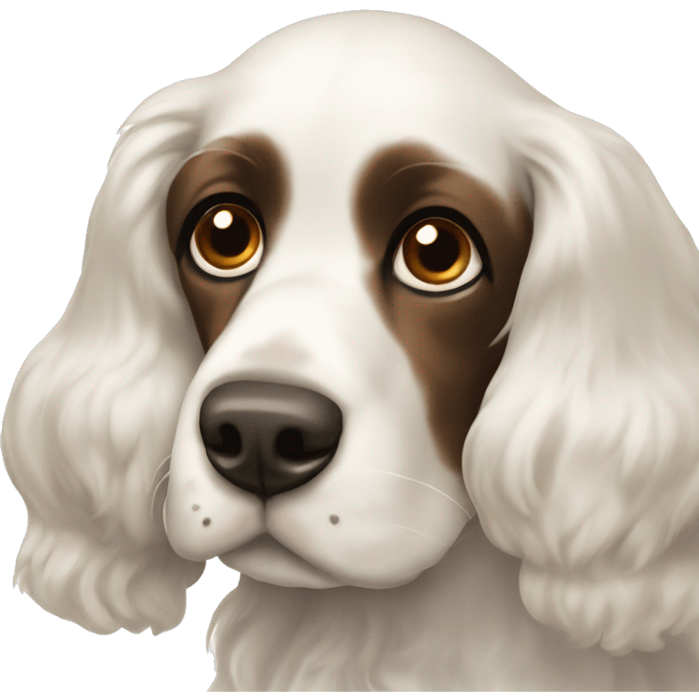 White cocker spaniel with dark brown ears emoji