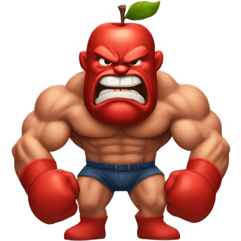 Very Muscular angry red apple man emoji