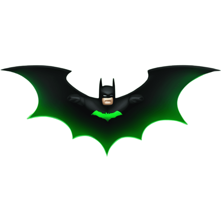 The dark knight batman flying movie, with green Glow behind him emoji