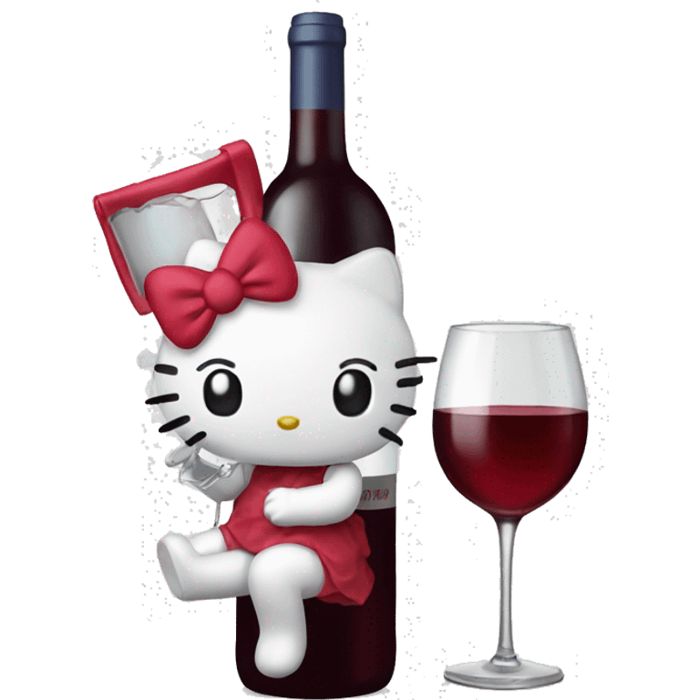 Hello Kitty drinking red wine emoji