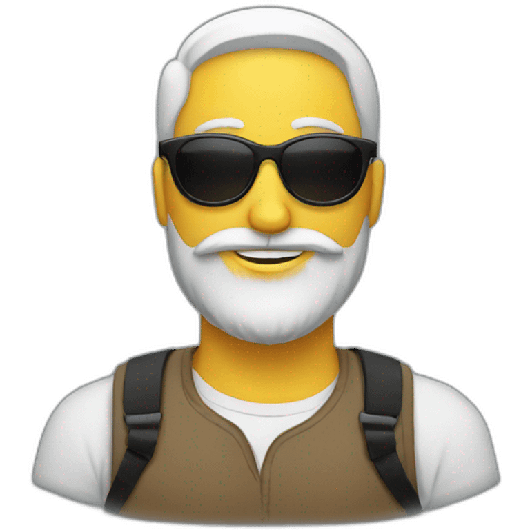 Round Emoji with Black sunglasses and beard emoji