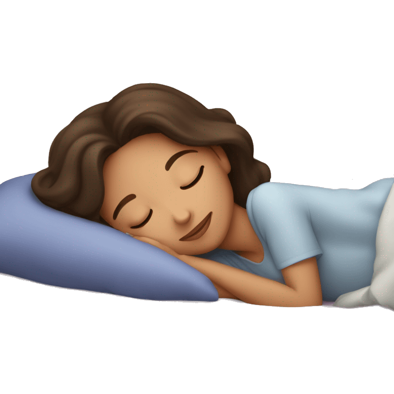 Brunette girl sleeping in the bed emoji