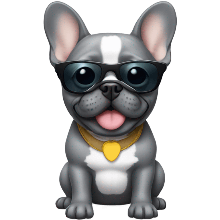 Gray Frenchie wearing sunglasses emoji