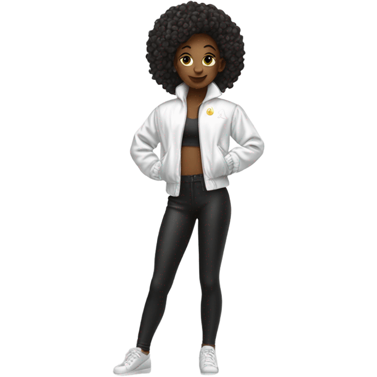 Girl dancer in white satin jacket emoji