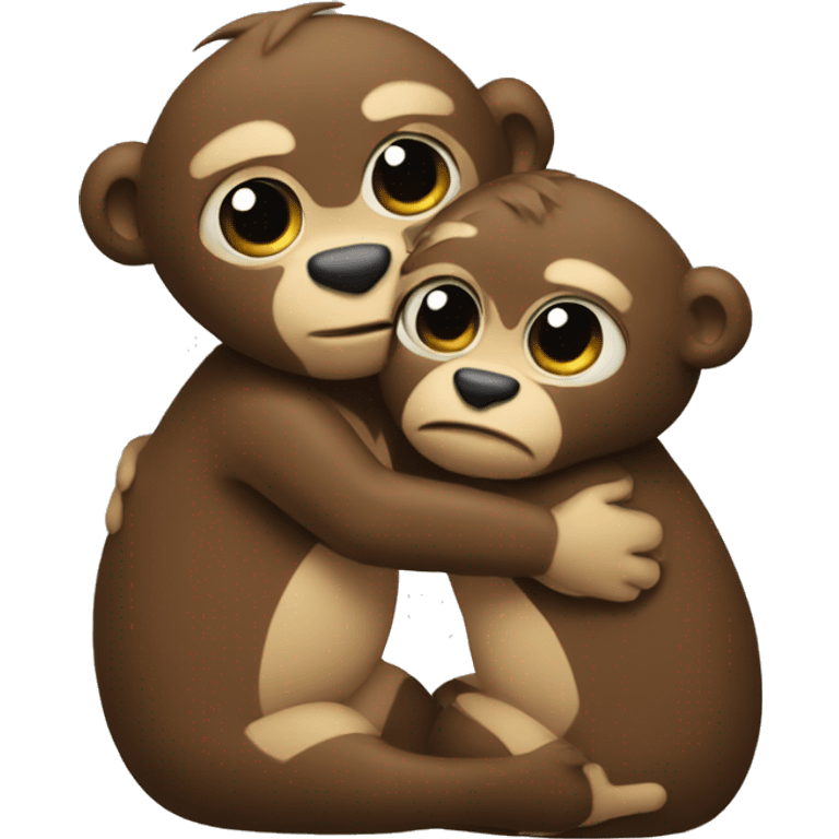 two mokeys hugging emoji