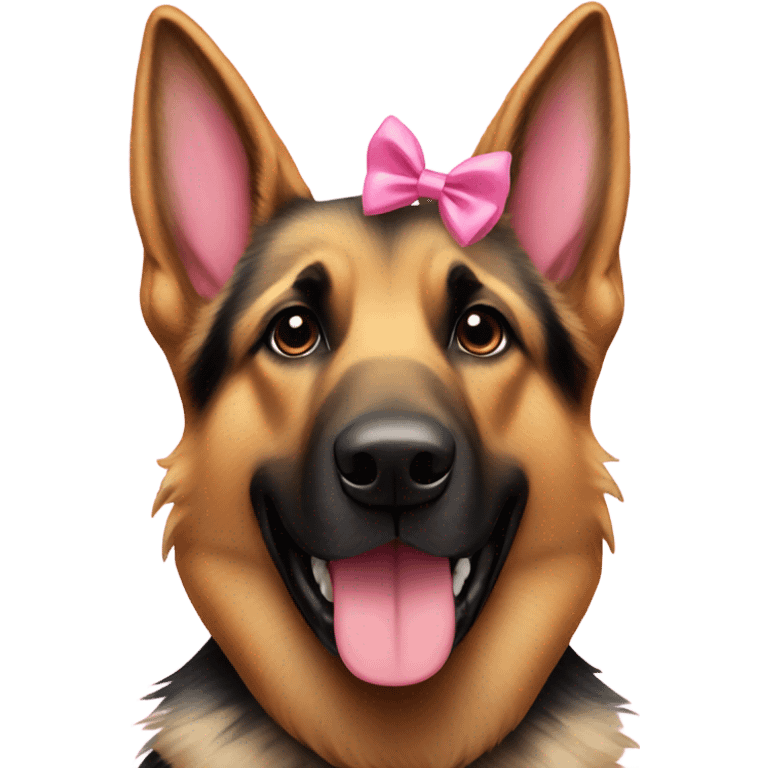 german shepherd wearing a pink bow emoji