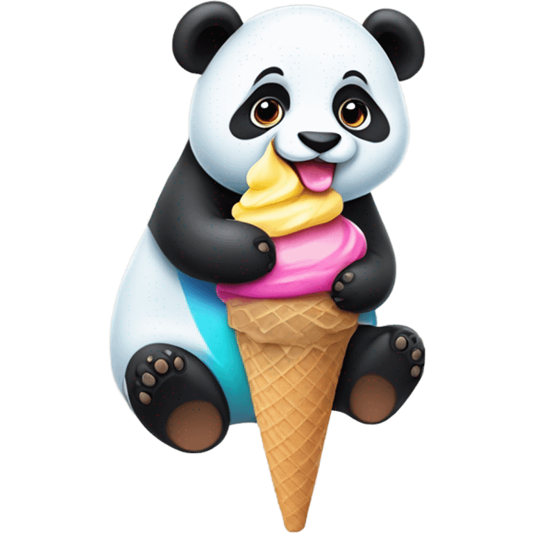 Panda eating ice cream emoji