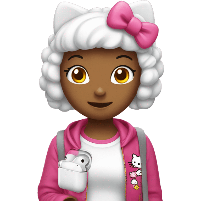 Hello Kitty with airpods emoji