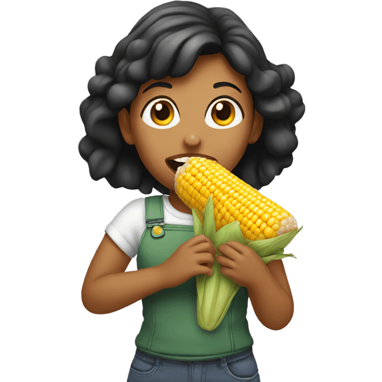 Girl eating corn emoji