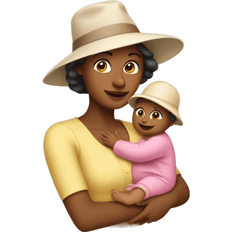 lady with a baby and a hat on emoji