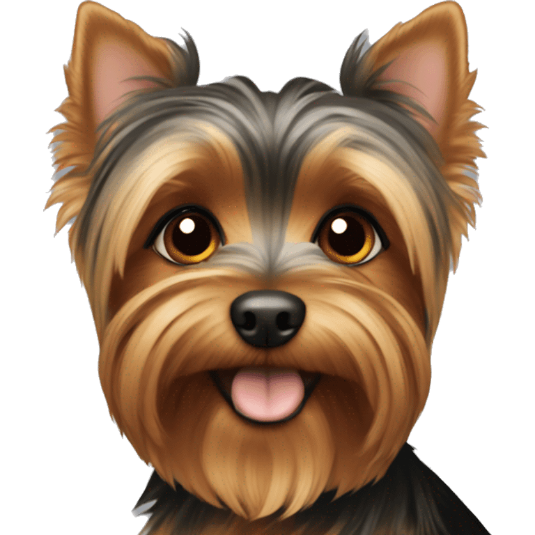 Yorkie Dog with Brown and black fur and brown eyes emoji